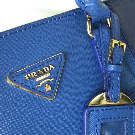 2014 Prada saffiano calfskin tote bag BN1786 dark blue&blue